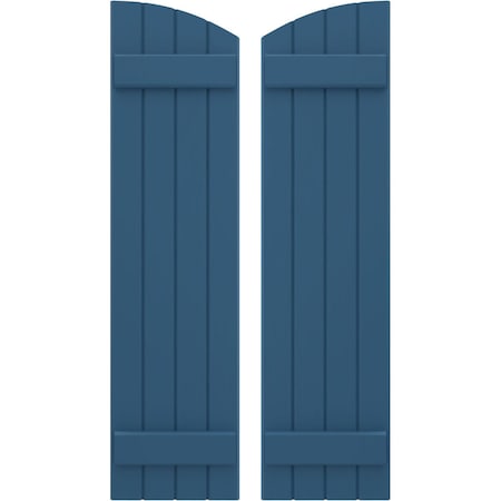 Americraft 4-Board (2 Batten) Wood Joined Board-n-Batten Shutters W/ Ellipt Top, ARW101BE414X73HBH